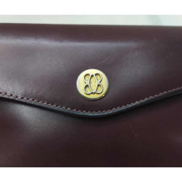 Bosca Maroon Leather Kisslock Pocket Credit Cards Trifold Long Wallet - Vintage - Picture 4 of 14